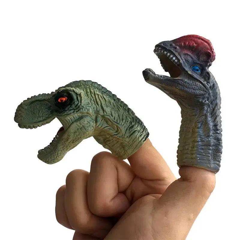 5Pcs Simulation Dinosaur Finger Puppet Toy Mini Silicone Dinosaur Model Telling Story Finger Puppet Party Toys Gift for Kid Baby