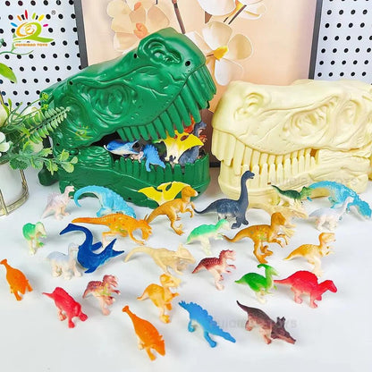 Mini Dinosaur Model Set, Dinosaur Head Storage Box, Realistic Dinosaur Children'S Toys, Desktop Decorations, Birthday Gifts