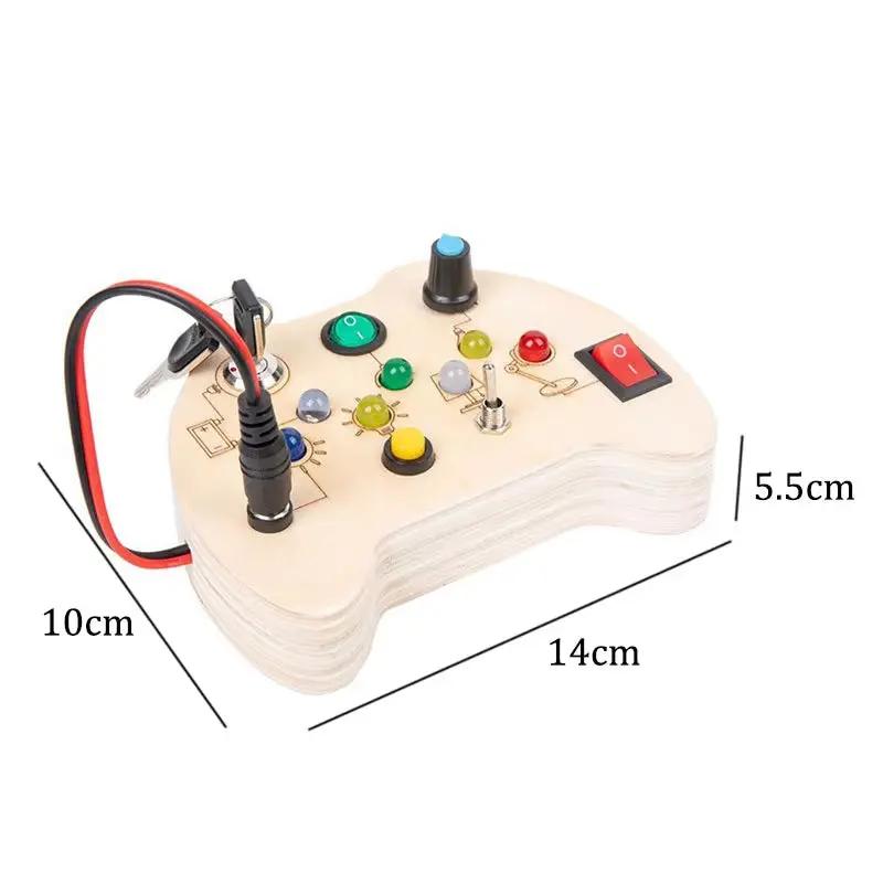 Montessori Busy Board Sensory Toys Wooden with LED Light Switch Control Board Travel Activities Children Games for 2-4 Years Old
