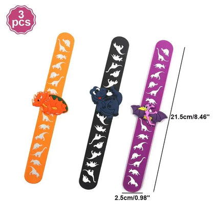 Dinosaur Party Goodie Bags Fillers Tattoo Keychain Rubber Slap Bracelet Dino Ring Kids Dinosaur Birthday Party Supplies Gift Toy