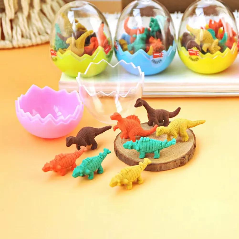 8 Pcs/Pack Erasers Students Stationary Gifts Novelty Dinosaur Egg Pencil Rubber Eraser with Egg School Office Erase Supplies