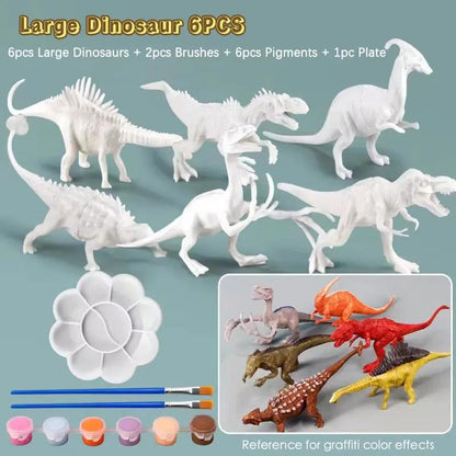 6/8Pcs DIY Painted Graffiti Dinosaur White Embryo Animals Model Children'S Educational Handmade Painting Colorful Dinosaur Toys