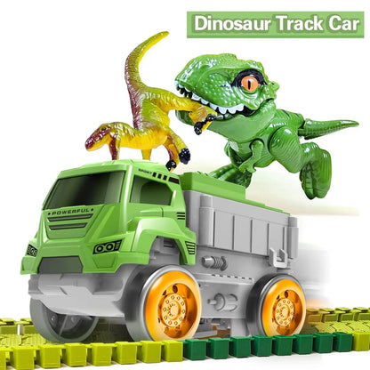Magical Race Track Dinosaur Car Rail Racing Electronic Car Toys Flexible Track Toy Cars Educational Toys for Boys Birthday Gift