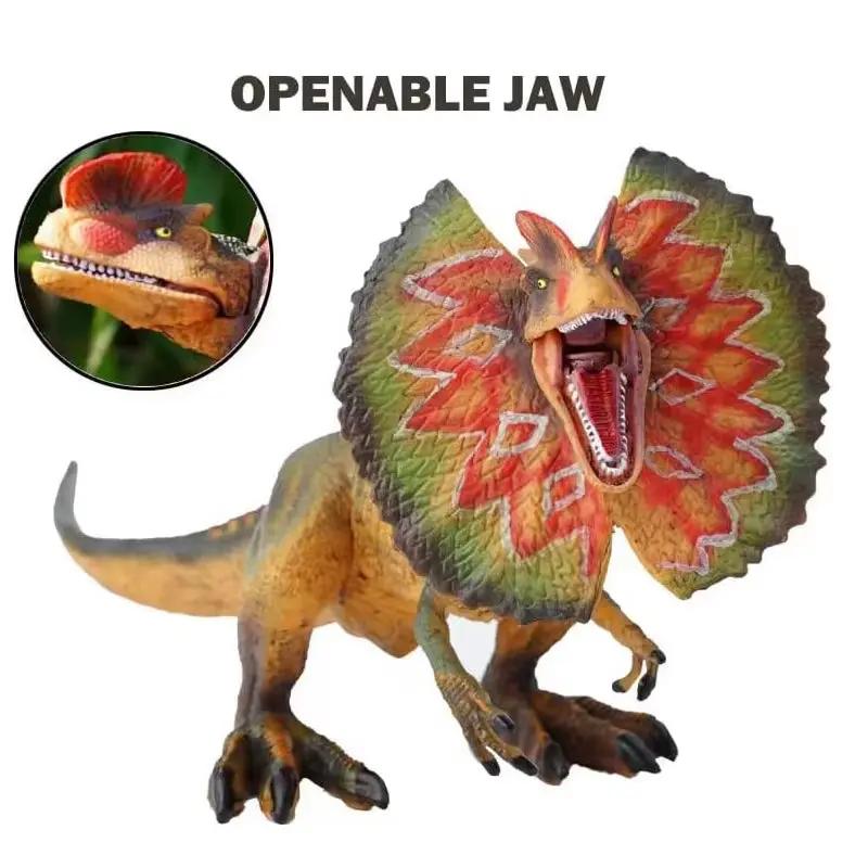 Dilophosaurus Toy, Dinosaur Toy with Moveable Mouth, Cool Plastic Dinosaur Animal Figures, Birthday Cake Toppers, Party Favors