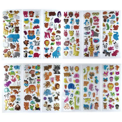 12 Sheets/Set 3D Dinosaur Stickers for Kids Toys Home Wall Decor Cartoon Sticker Scrapbooking Boys Notebook Diary Label