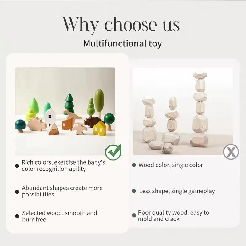 Montessori Building Block Wooden Forest Dinosaur Ornament Construction DIY Children Building Blocks Puzzle Toy for Children Gift