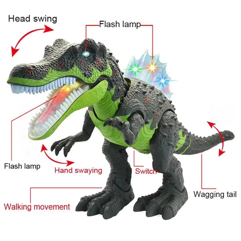 Electric Walking Dinosaur Toy with Ledsound Jurass Park World Dinosaur Robot Tyrannosaurus Rex Electronic Pet Toys for Boys Kid
