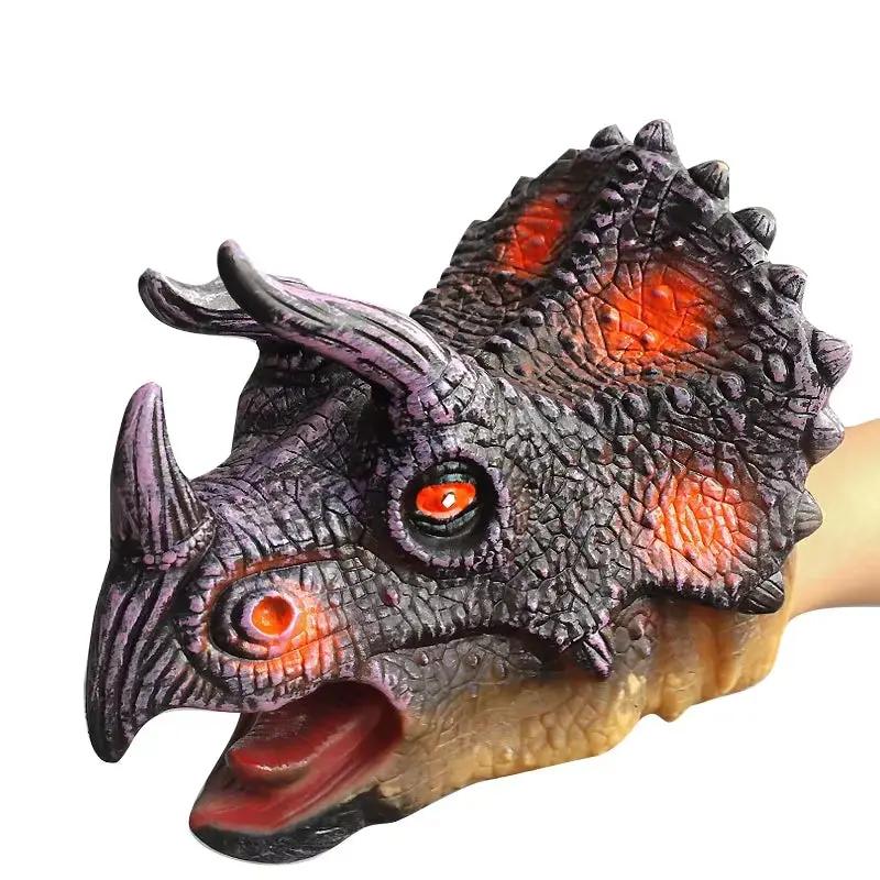 Hand Puppets Dinosaur Head Model Toy T-Rex Dino Jurass Shark Tiger Park Dolls Dinosaur Worlds Soft Plush Toy for Boys Kids Gifts