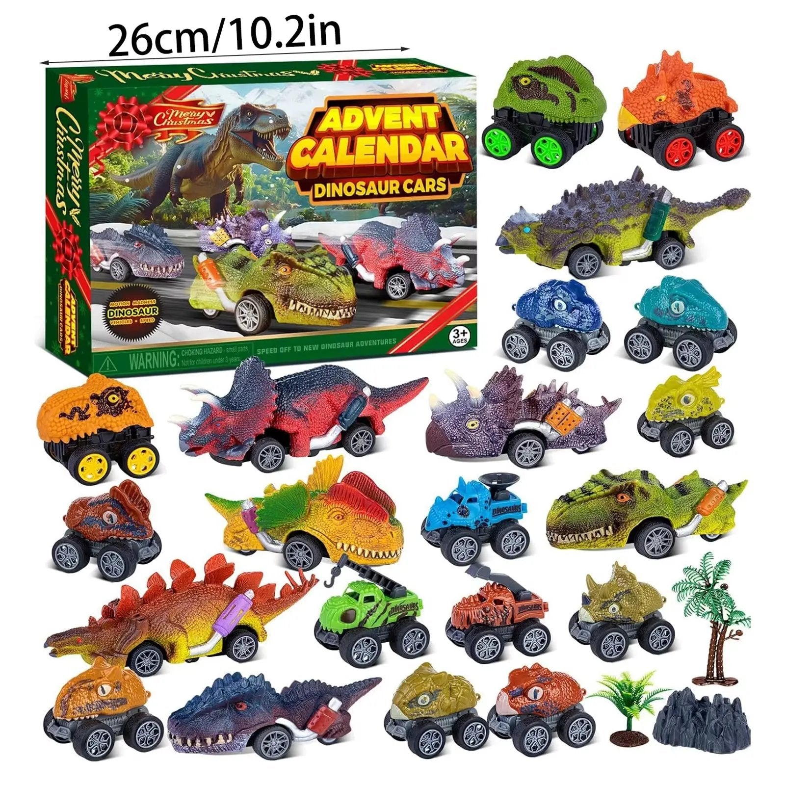 Christmas Advent Calendar Box 24 Day Dinosaur Car Models Ornaments Surprise Toys Boys Gift Holiday Party Supplies