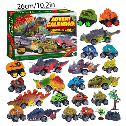 Christmas Advent Calendar Box 24 Day Dinosaur Car Models Ornaments Surprise Toys Boys Gift Holiday Party Supplies