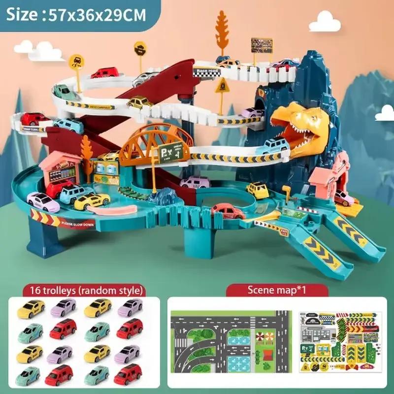 Electric Dinosaur Mountain Track Car Adventure Game Racing Rail Car Toys Track Interactive Train Children'S Educational Toys