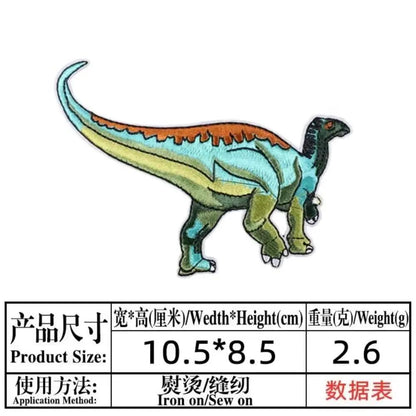 14 Pcs Anime Dinosaur Iron on Patches Backpack Embroidered Patch for Sew Child Clothing Applique Decor Coat Stickers