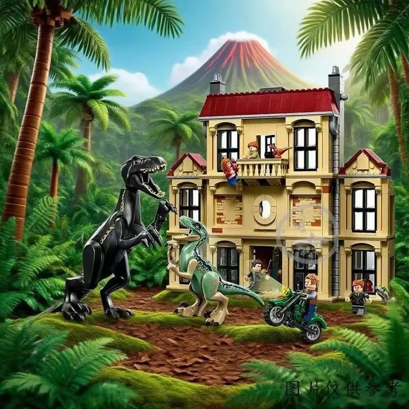 Dinosaur Park Tyrannical Dragon Attacks the Manor Creative Building Blocks Toy Children'S Puzzle Assembly for Kids Gifts 75930
