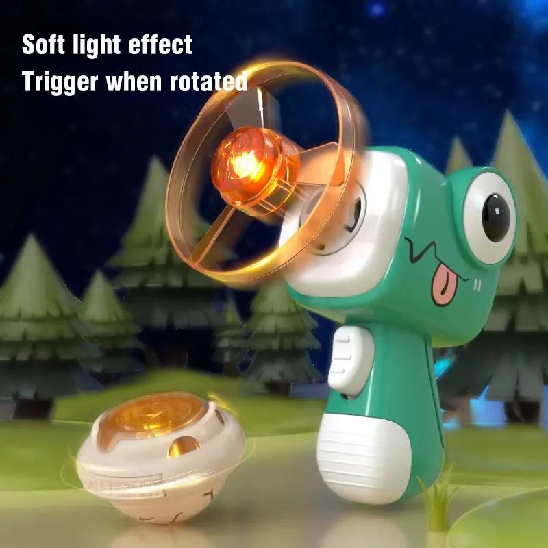 2 In1 Flying Disc Saucer Gyro Cartoon Dinosaur Air Launcher Sport Games Kids Educational Outdoor Toys for Children Gifts