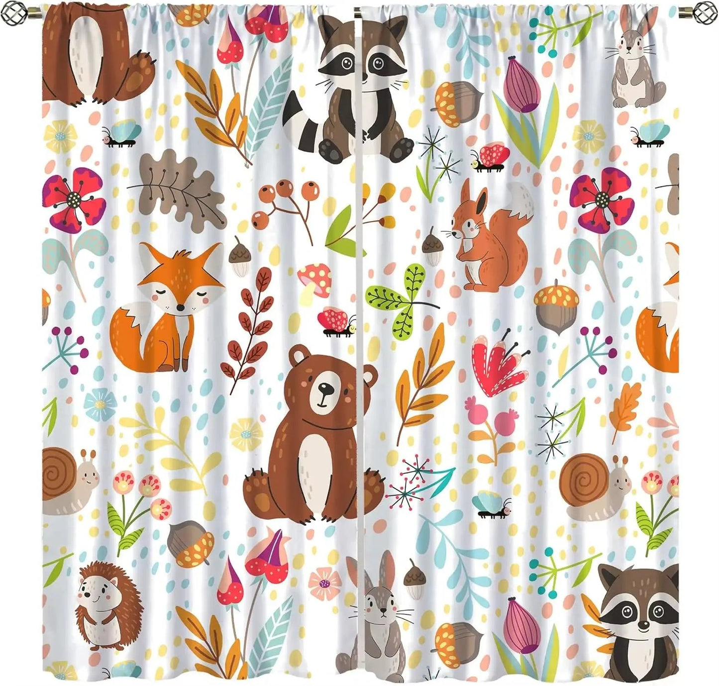 Toddler Dinosaur Curtains, Blue Cartoon Forest Plant Jurassic Cute Dinosaur Animal Windows Treatments Drapes for Boys Kids