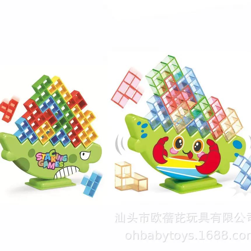 Stacking Game Dinosaur Building Blocks Party Game Toy Stacked High Tetris Block Desktop Balance Block Stacked Puzzle Board Game