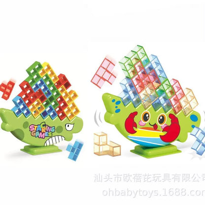 Stacking Game Dinosaur Building Blocks Party Game Toy Stacked High Tetris Block Desktop Balance Block Stacked Puzzle Board Game