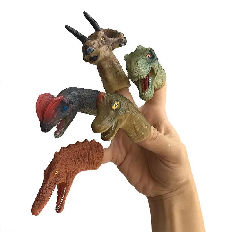 5Pcs Simulation Dinosaur Finger Puppet Toy Mini Silicone Dinosaur Model Telling Story Finger Puppet Party Toys Gift for Kid Baby