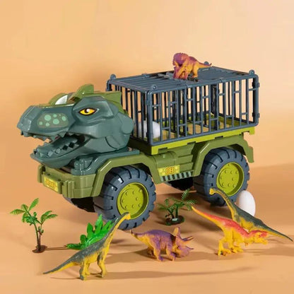 Dinosaur Truck Toys for Kids, Tyrannosaurus Transport Cars Playset with Pull Back Dino Cars, Ideal Gift for Boys and Girls