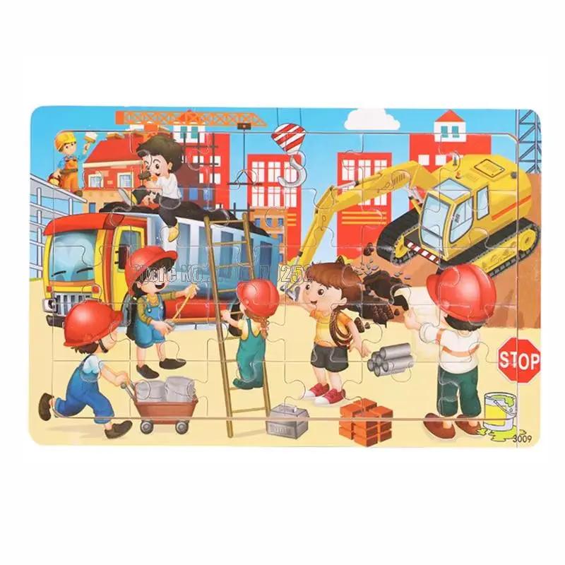 30Pcs Animals Dinosaur Puzzle Wooden Preschool Kids Cartoon Learning Educational Christmas Toys