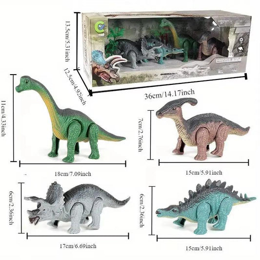 A Gift Set of Dinosaur Toys, Running Mechanical Animal Toy That Walks Automatically When Wound Up. Birthday Gift for Children.