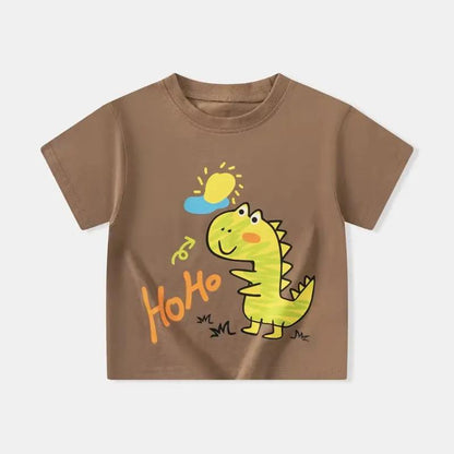 2025 Summer Children Boy Shorts Sleeve T-Shirts Cartoon Dinosaur Cotton Baby Boy Top 2-8 Years Kids Toddler Boy T Shirts Clothes