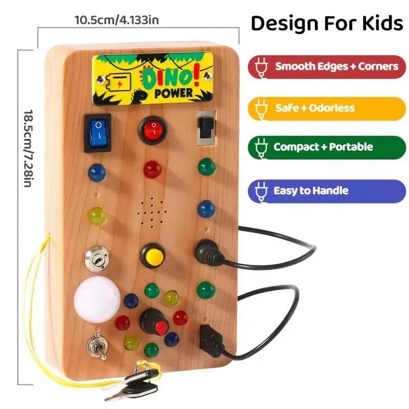 Children'S Montessori LED Light Busy Board Simulation Switch Power Board Light Button Intelligence Early Education Learning Toys