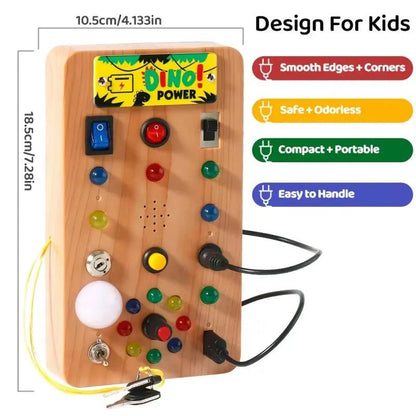 Children'S Montessori LED Light Busy Board Simulation Switch Power Board Light Button Intelligence Early Education Learning Toys