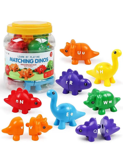 Matching Letters Dinosaur Toy Double-Sided ABC Letters Montessori Preschool Educational Fine Motor Toy Gift