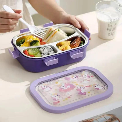 Cartoon Lunch Box Stainless Steel Compartment Bento Box Microwave Available Food Container Students Office Worker Portable Bento