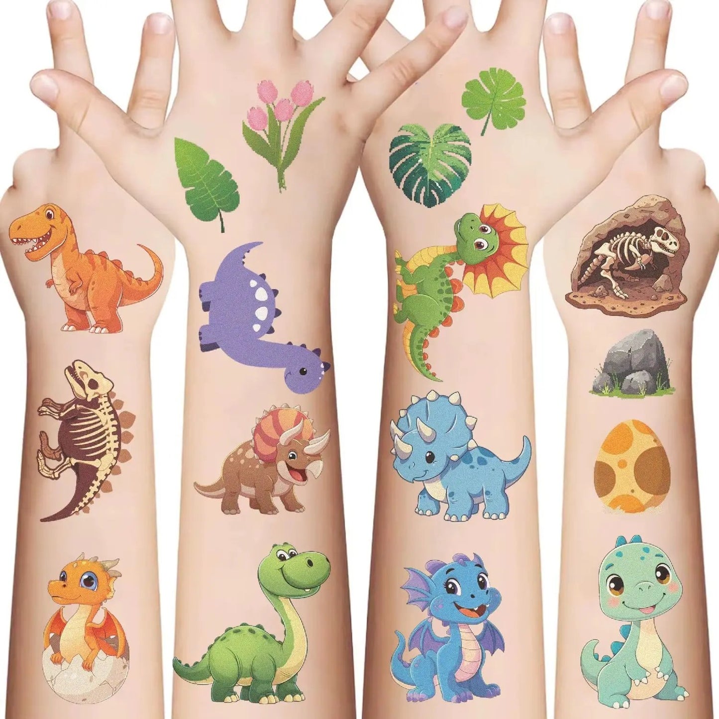 10Pcs Cartoon Dinosaur Tattoo Stickers Cute Animal Birthday Party Temporary Tattoos Sticker Pack Funny Kids Christmas Gift Toy