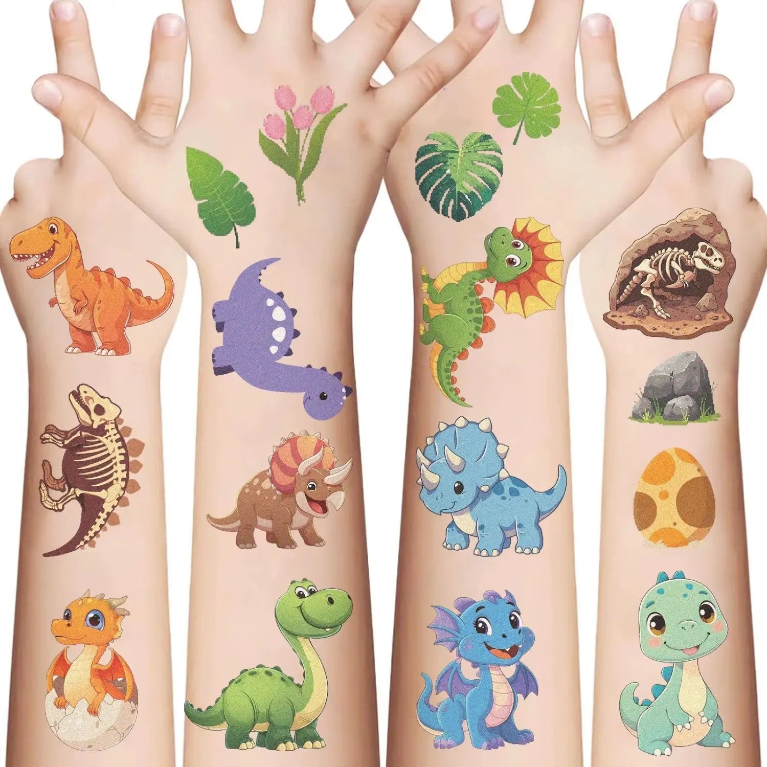 10Pcs Cartoon Dinosaur Tattoo Stickers Cute Animal Birthday Party Temporary Tattoos Sticker Pack Funny Kids Christmas Gift Toy