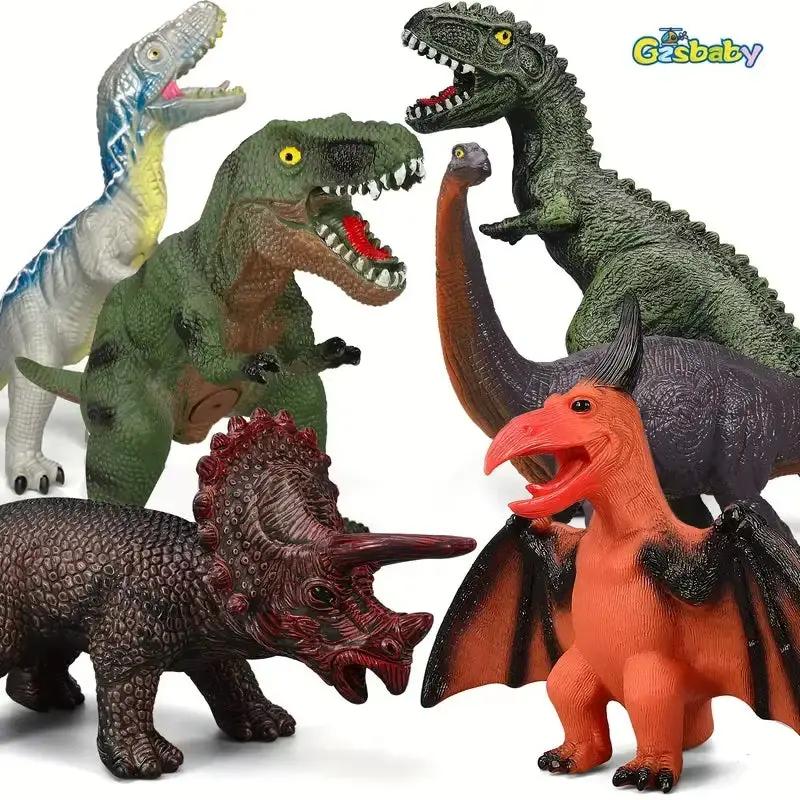 Kids' Soft Rubber Dinosaur Toy(Single Piece)-Tyrannosaurus/Raptor/Acanthosaurus/Pterodactyl/Triceratops/Brachiosaurus,Boys' Gift