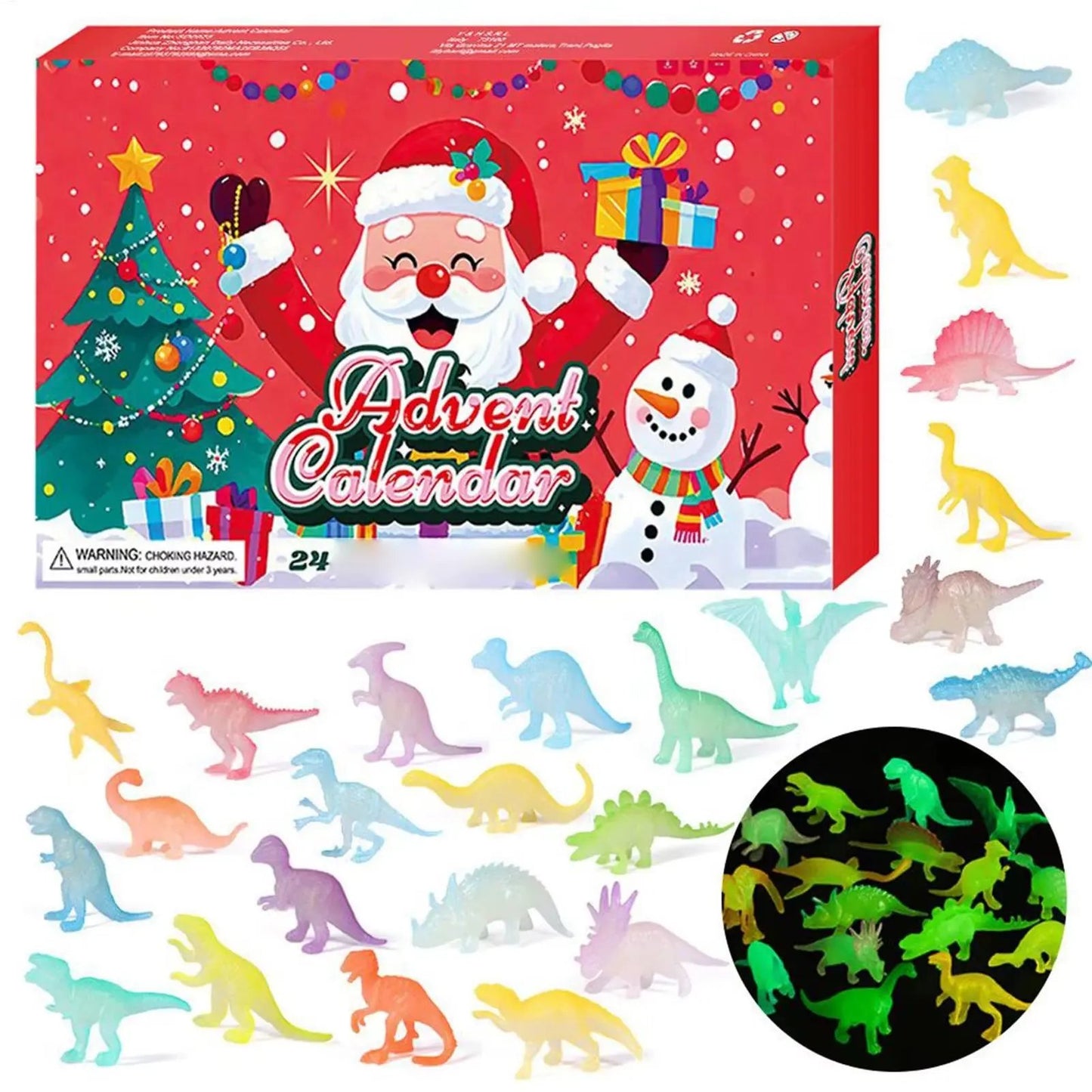 Christmas Dinosaur Countdown Calendar Ornaments 24Pcs Dinosaur Figurine Dinosaur Advent Calendar Kid Hole Fun Christmas Gift