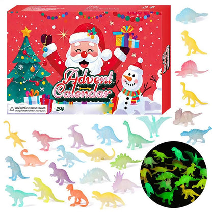 Christmas Dinosaur Countdown Calendar Ornaments 24Pcs Dinosaur Figurine Dinosaur Advent Calendar Kid Hole Fun Christmas Gift