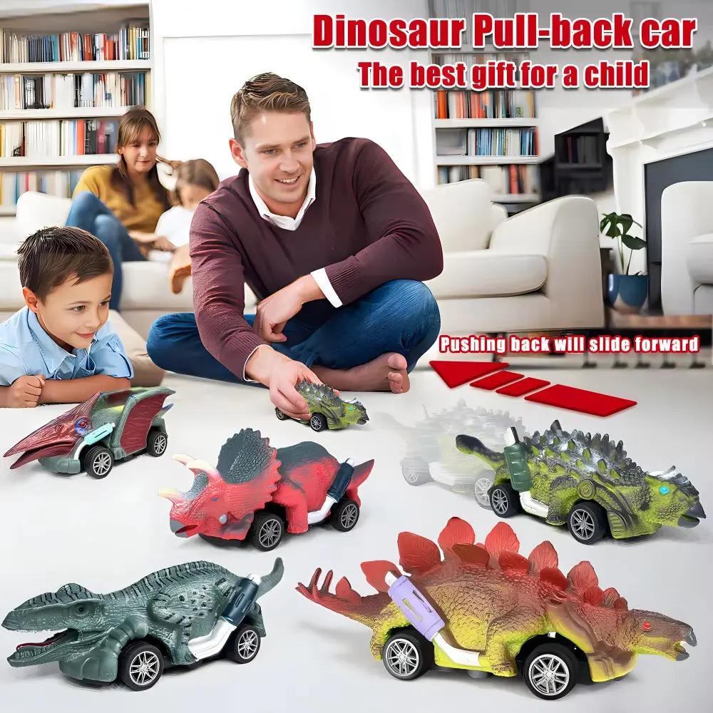 6- Pack ABS Dinosaur Revolving Toy Cars: Unbeatable Durability, Batteryless Design, and Soft - Rubber, Drop - Proof Build! Ide