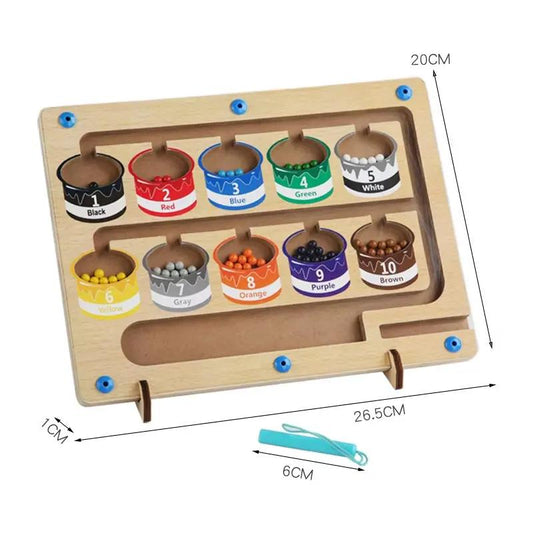 Magnetic Maze Toys for Kids Montessori Wooden Color Sorting Counting Board Sensory Educational Toys Pen Moving Ball Puzzles Game