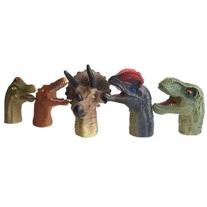 5Pcs Simulation Dinosaur Finger Puppet Toy Mini Silicone Dinosaur Model Telling Story Finger Puppet Party Toys Gift for Kid Baby