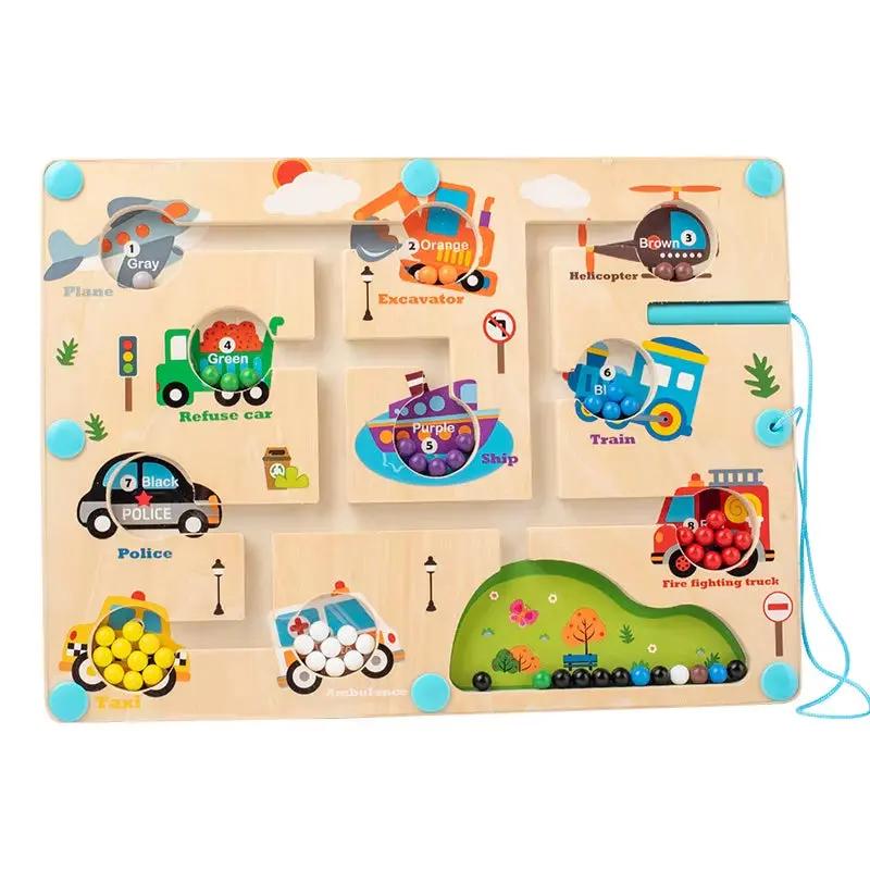 Children'S Wooden Early Education Magnetic Pen Dinosaur Maze Mechanism Movement Magnetic Puzzle Toys