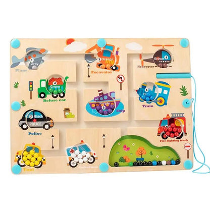 Children'S Wooden Early Education Magnetic Pen Dinosaur Maze Mechanism Movement Magnetic Puzzle Toys