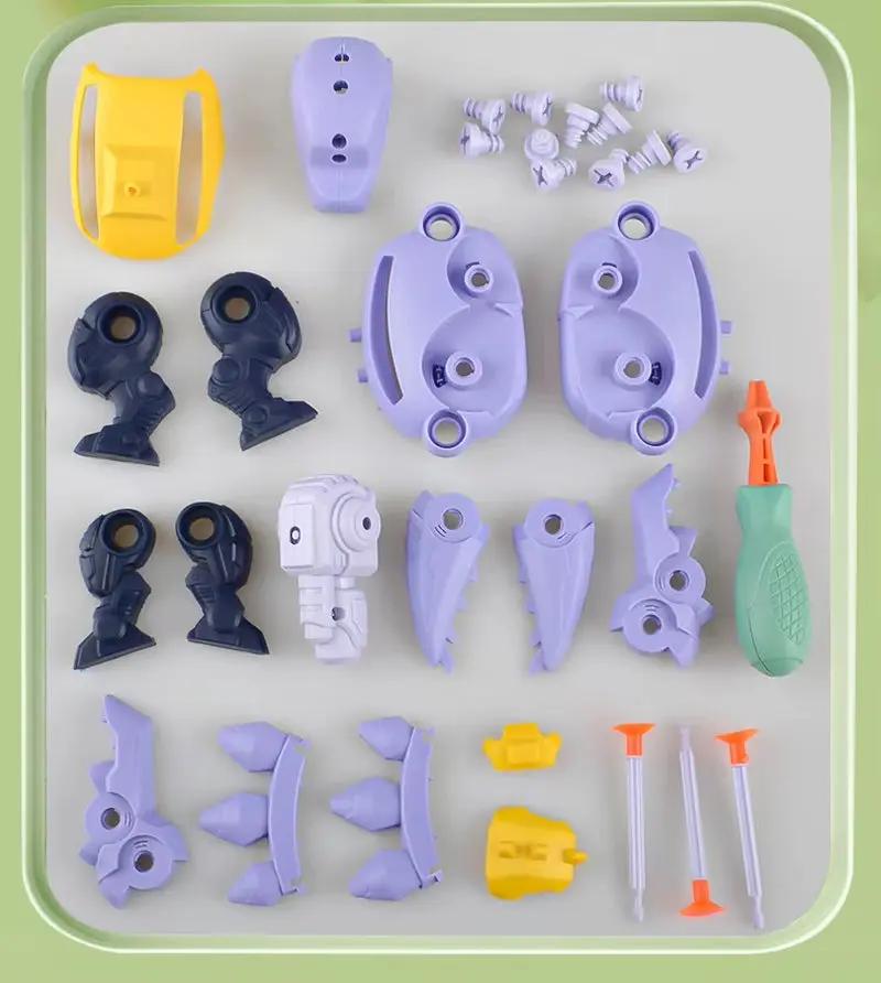 Children'S Dinosaur 3D Puzzle Toys Press to Fire Bullets DIY Detachable Assembly Screw Toys ﻿