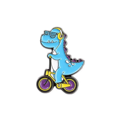 Dinosaur Series Enamel Pins Book Skate Rock LGBT Animal Brooches Lapel Badges Funny Cartoon Jewelry Gifts for Children Wholesale