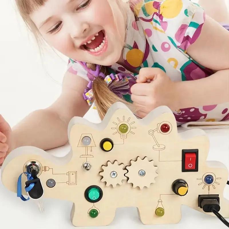 Early Educational Toy-Battery Operated Montessori Toys Promote Hand Eye-Coordination Wooden## Dinosaur Board Game for Boys Girls