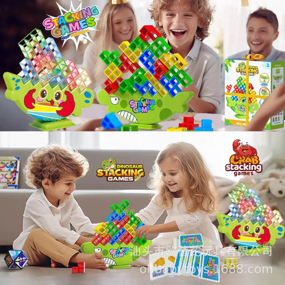 Stacking Game Dinosaur Building Blocks Party Game Toy Stacked High Tetris Block Desktop Balance Block Stacked Puzzle Board Game