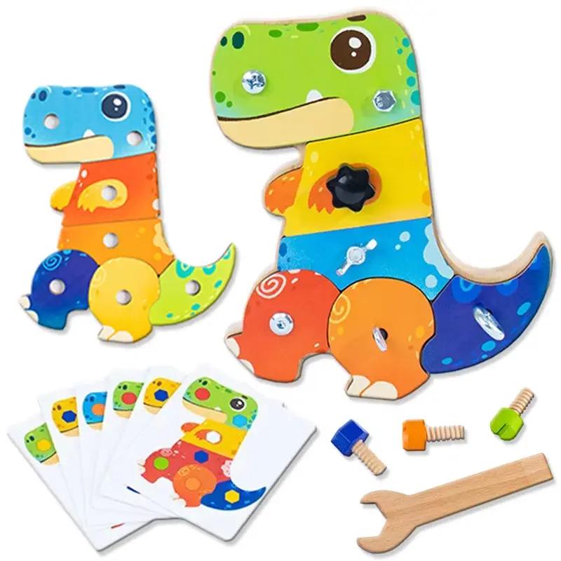 Dinosaur Screwdriver Board Montessori Toys Fine Motor Skills Sensory Screw Nut Busy Board Activity Educational Wooden Kids Toys