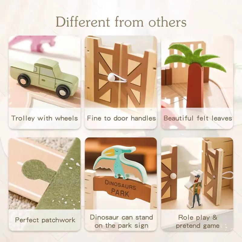Children Montessori Wooden Toys Dinosaur Car Animal Park Barn Toy Wooden Stacking Game Kid Educational Toy Christmas Gift