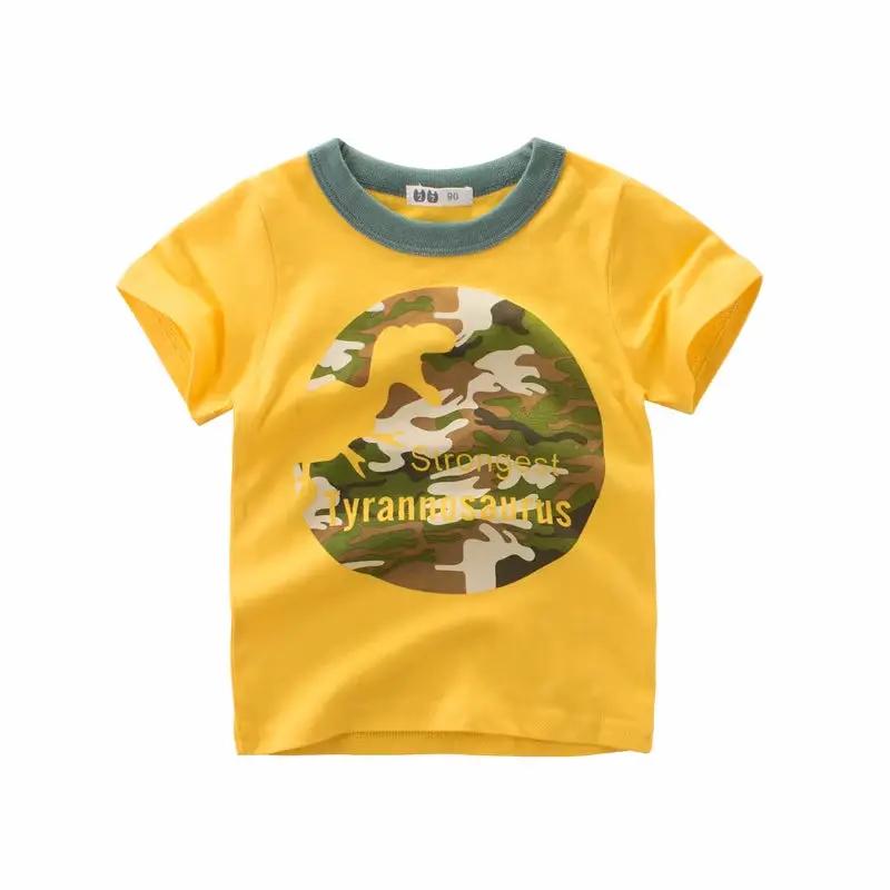 2 3 4 5 6 7 8 Years Kids Boys Clothes 100% Cotton Short Sleeve T-Shirts Dinosaur Cartoon Children Clothes Kids Summer Clothing