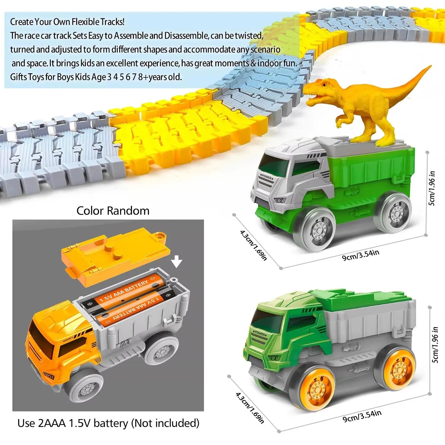 Magical Race Track Dinosaur Car Rail Racing Electronic Car Toys Flexible Track Toy Cars Educational Toys for Boys Birthday Gift