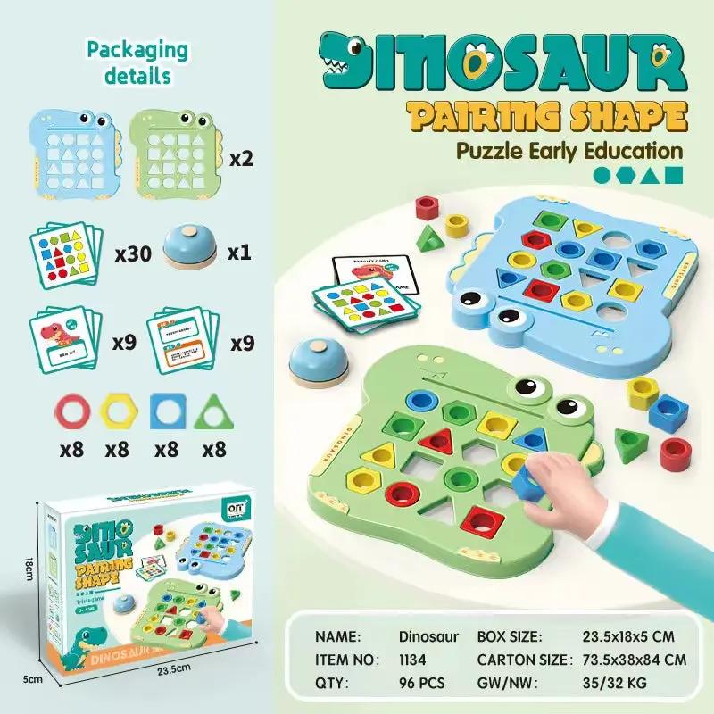 Dinosaurs Collide, Geometric Shapes Pair, Puzzle Thinking Training, Parent-Child Early Education, Interactive Tabletop Game Toys