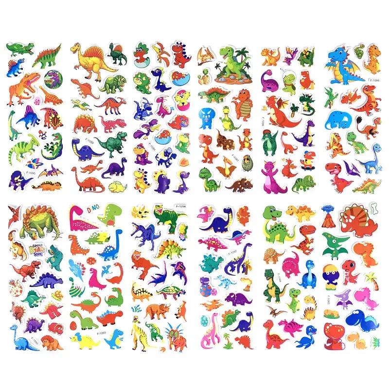 12 Sheets/Set 3D Dinosaur Stickers for Kids Toys Home Wall Decor Cartoon Sticker Scrapbooking Boys Notebook Diary Label